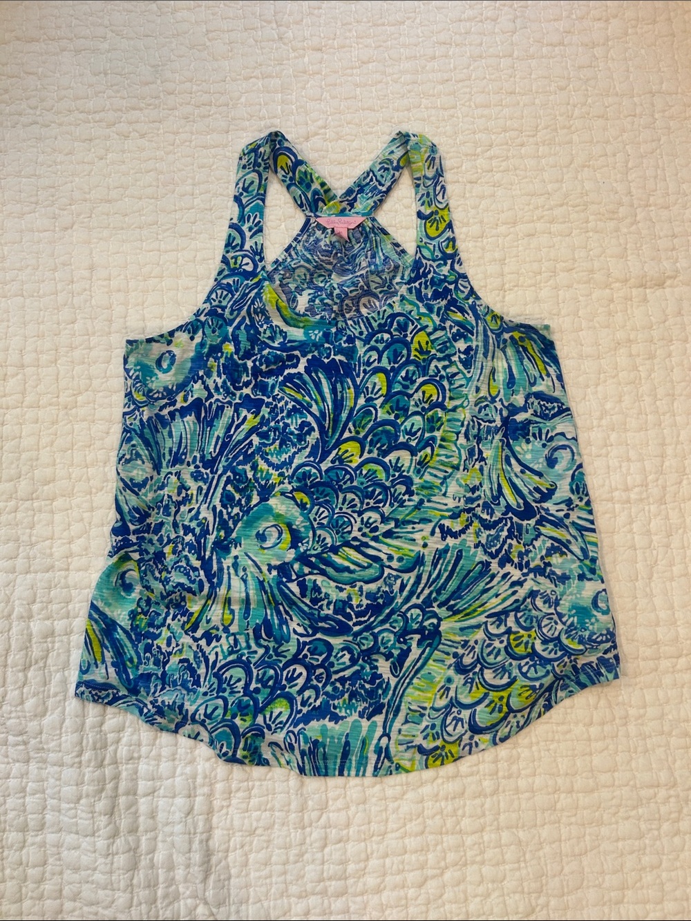 Lilly Pulitzer Blue & Aqua Floral Racerback Tank